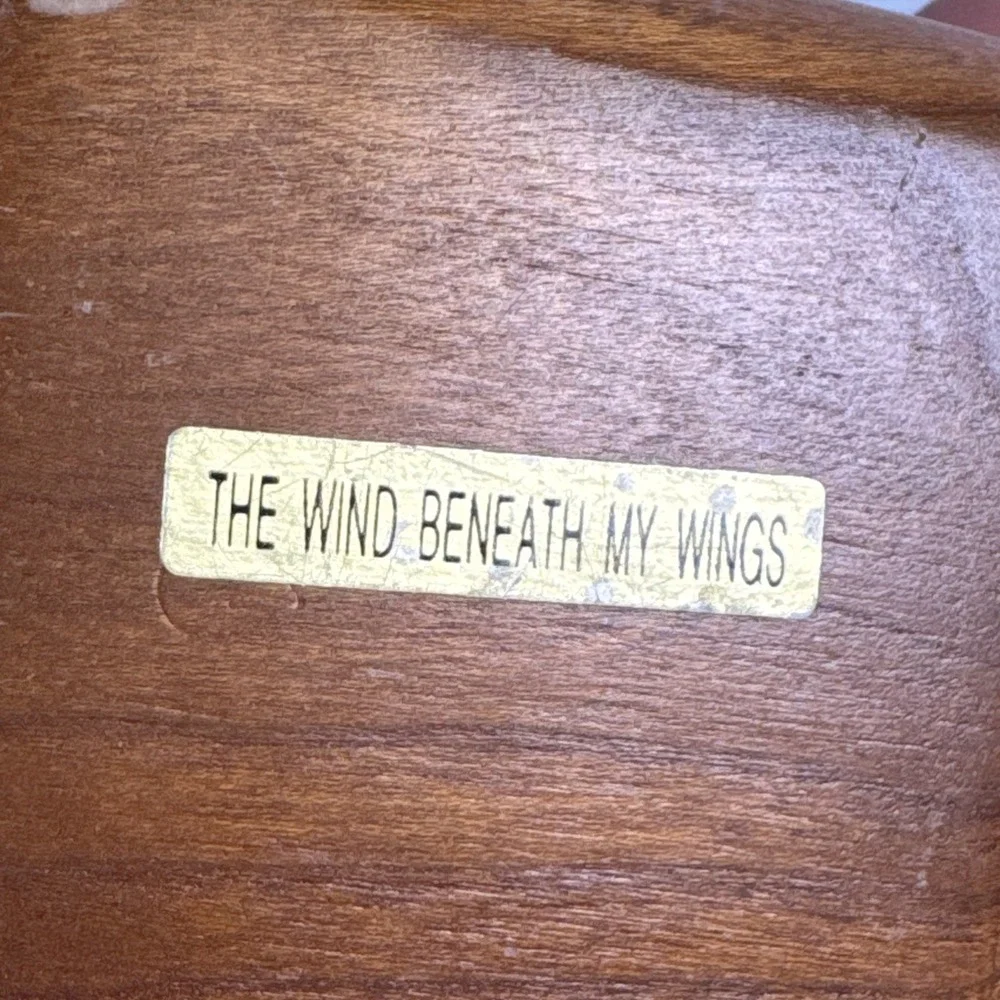 Lily Laser Engraved Music Box Wind up Signed Watkins Wood 2.25